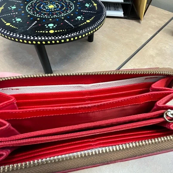 Coach Red and Cream Polka Dot Vintage Wallet EUC - Picture 8 of 12